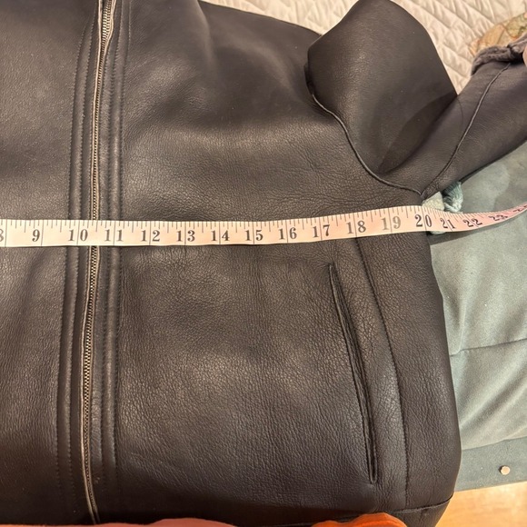 OPIFIX VTG Aviator Black Leather Shearling Lined Riri Zip Jacket Italy 40/Medium - Picture 9 of 14